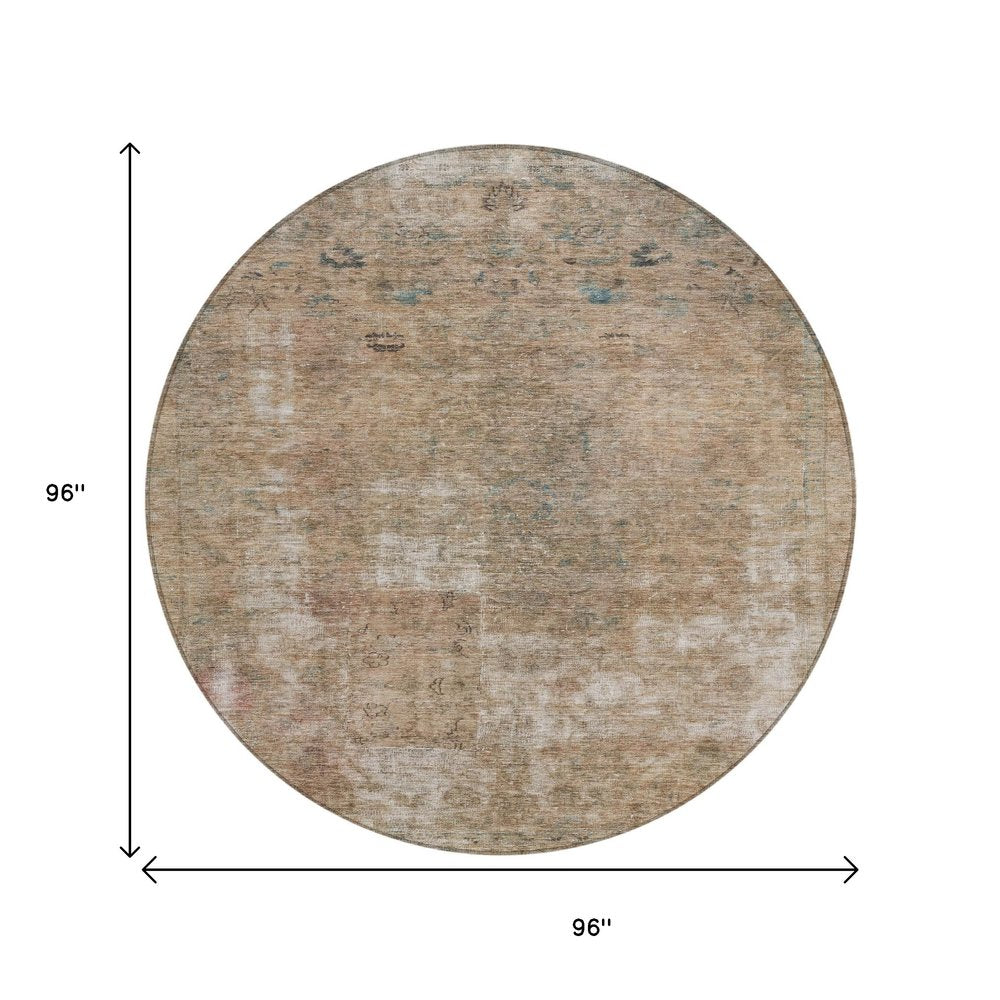 3' X 5' Beige And Taupe Abstract Washable Indoor Outdoor Area Rug