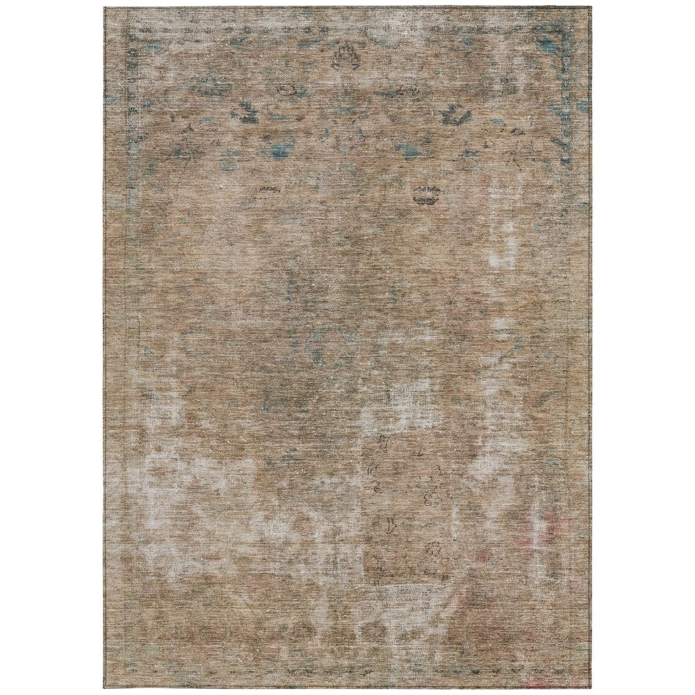 3' X 5' Beige And Taupe Abstract Washable Indoor Outdoor Area Rug