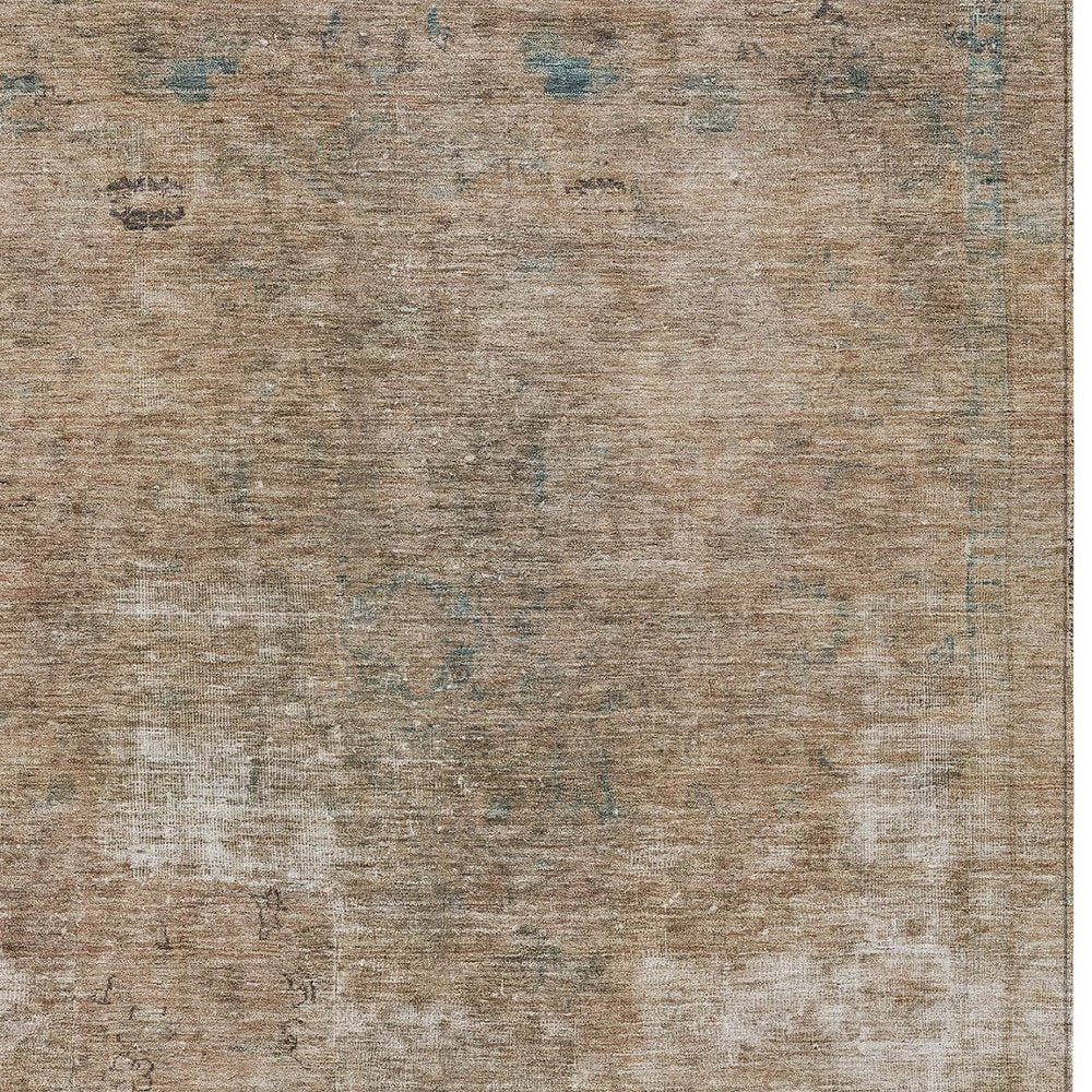 3' X 5' Beige And Taupe Abstract Washable Indoor Outdoor Area Rug