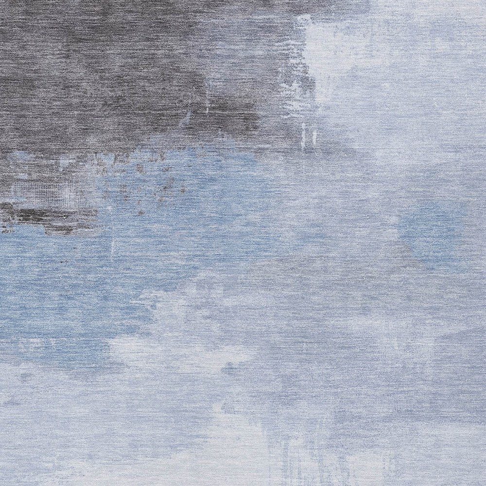 5' X 8' Sky Blue Gray And Ivory Abstract Washable Indoor Outdoor Area Rug