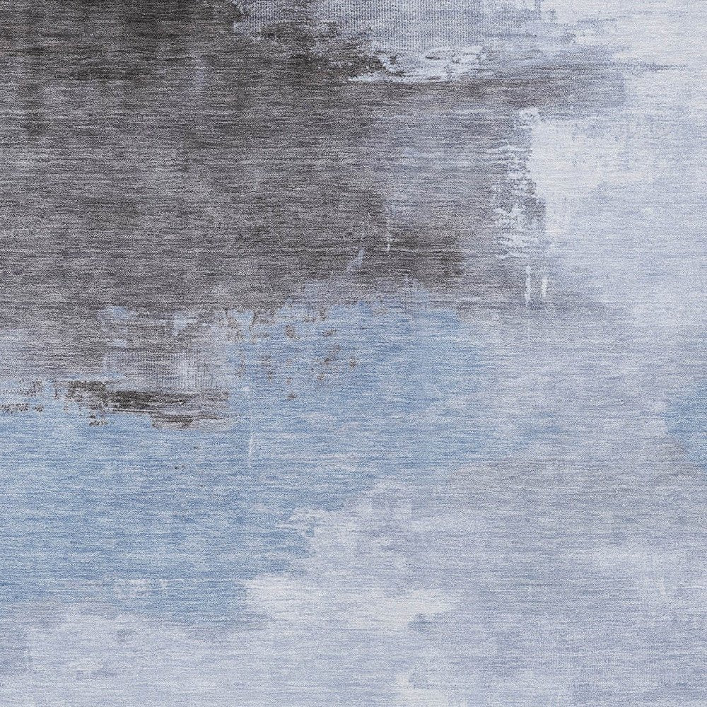 5' X 8' Sky Blue Gray And Ivory Abstract Washable Indoor Outdoor Area Rug