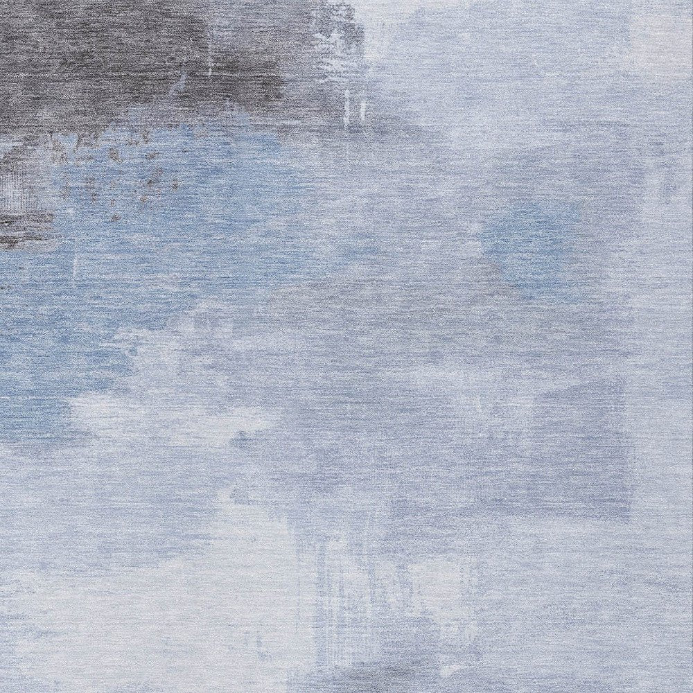 5' X 8' Sky Blue Gray And Ivory Abstract Washable Indoor Outdoor Area Rug