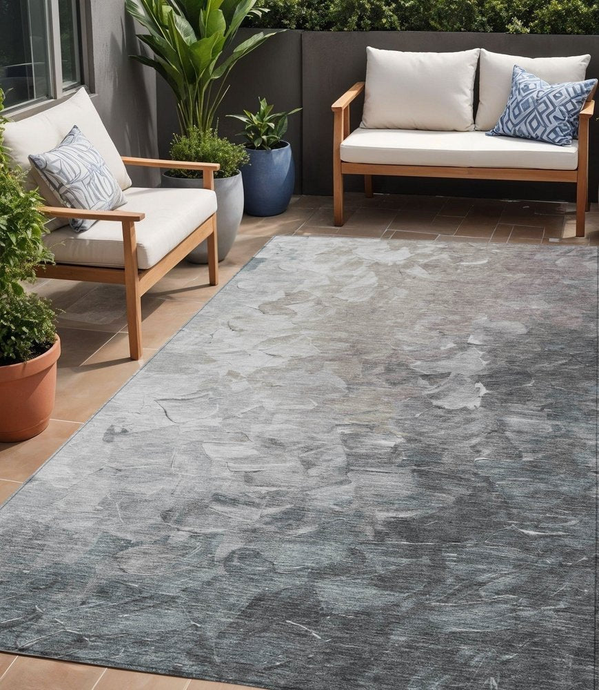 3' X 5' Taupe Brown And Silver Abstract Washable Indoor Outdoor Area Rug
