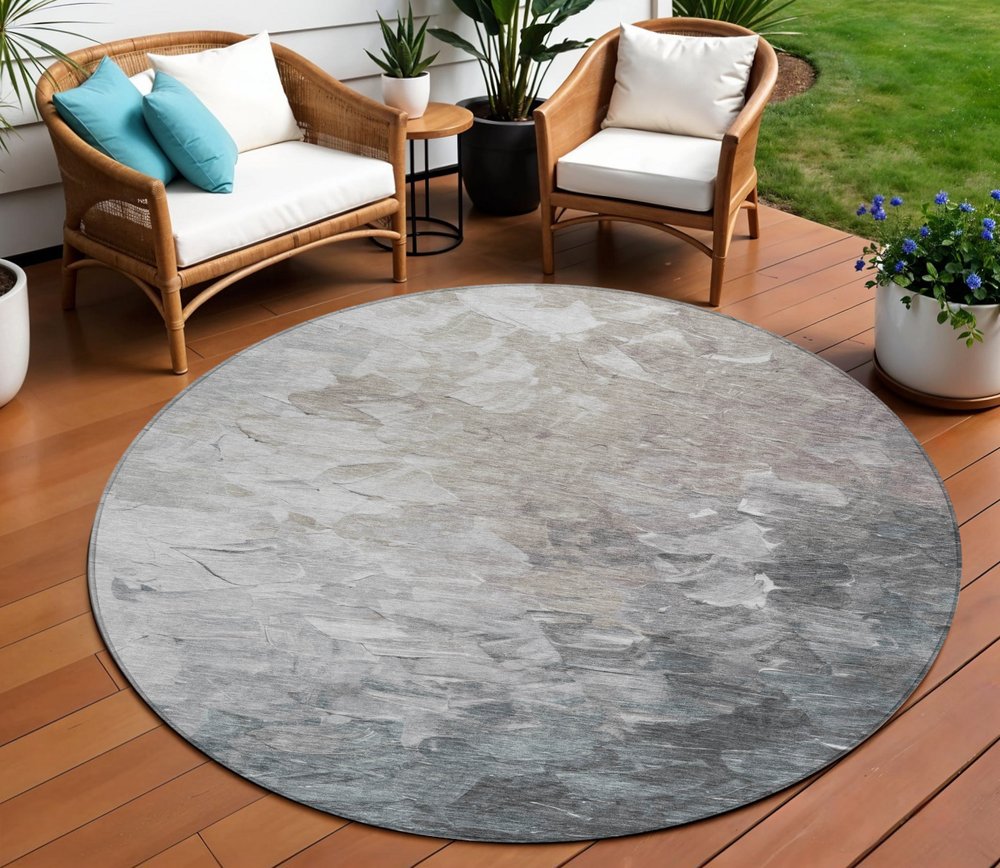 3' X 5' Taupe Brown And Silver Abstract Washable Indoor Outdoor Area Rug