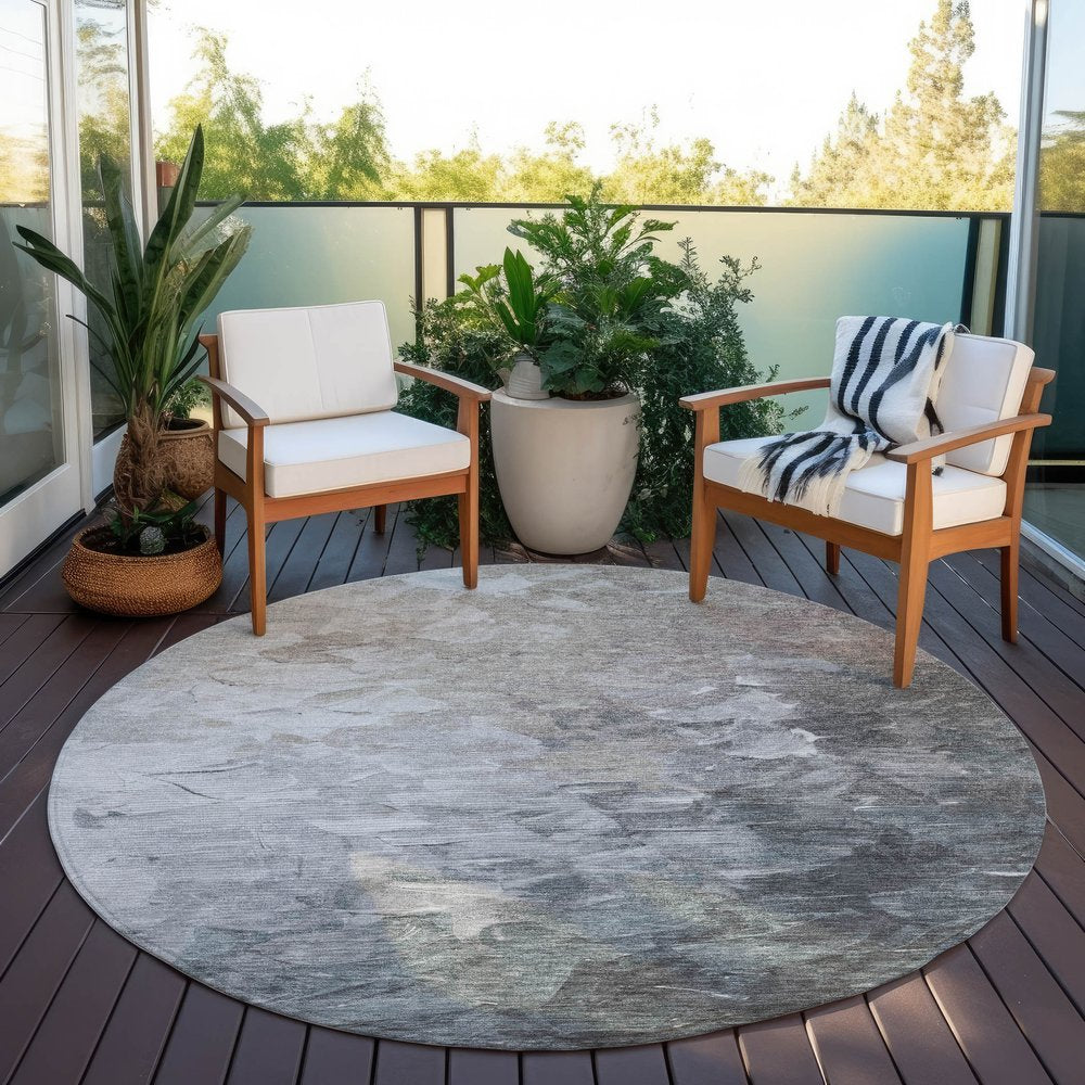 3' X 5' Taupe Brown And Silver Abstract Washable Indoor Outdoor Area Rug