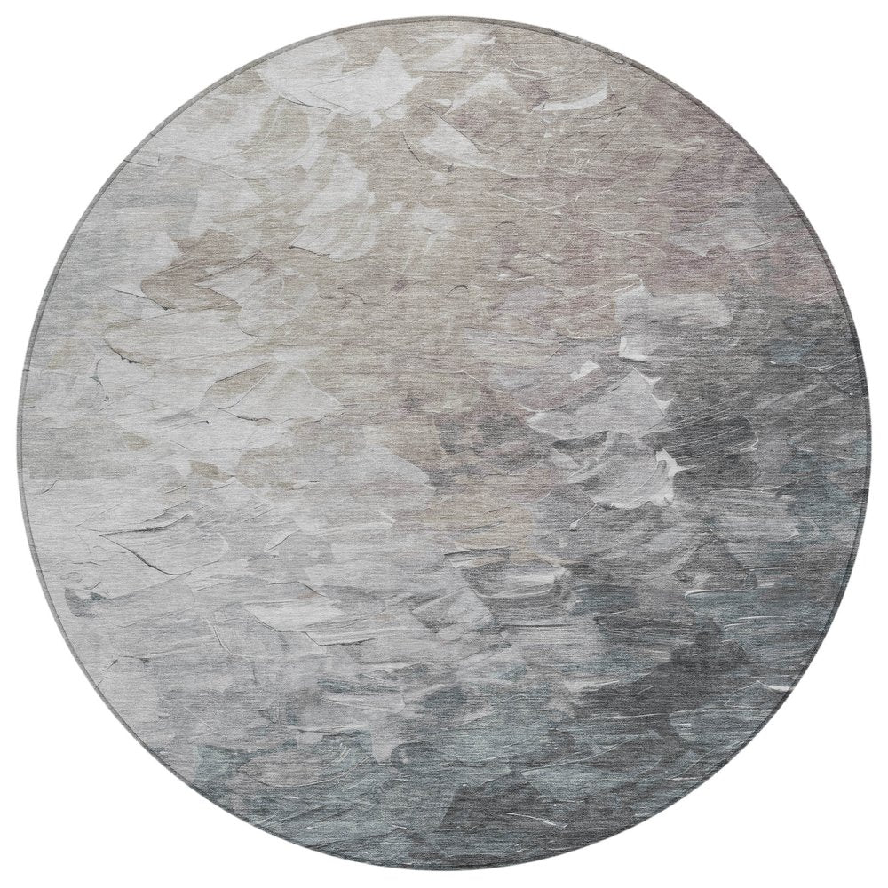 3' X 5' Taupe Brown And Silver Abstract Washable Indoor Outdoor Area Rug