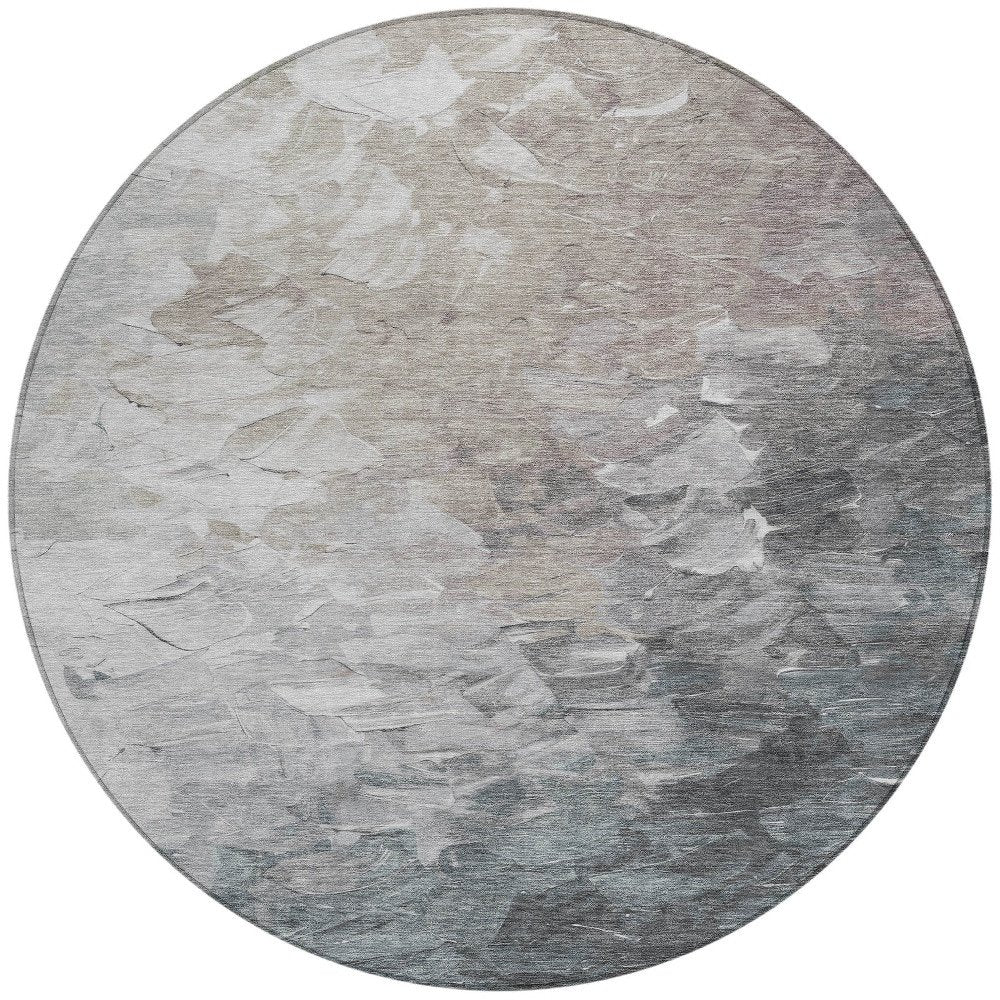 3' X 5' Taupe Brown And Silver Abstract Washable Indoor Outdoor Area Rug