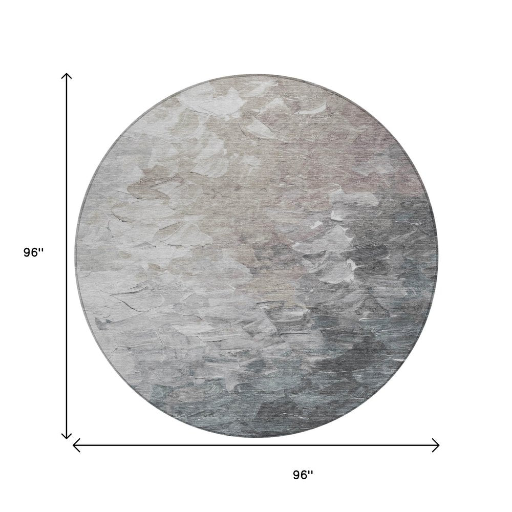 3' X 5' Taupe Brown And Silver Abstract Washable Indoor Outdoor Area Rug