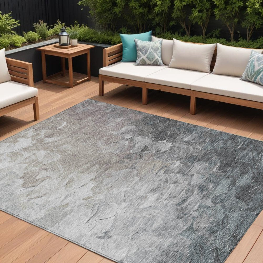 3' X 5' Taupe Brown And Silver Abstract Washable Indoor Outdoor Area Rug