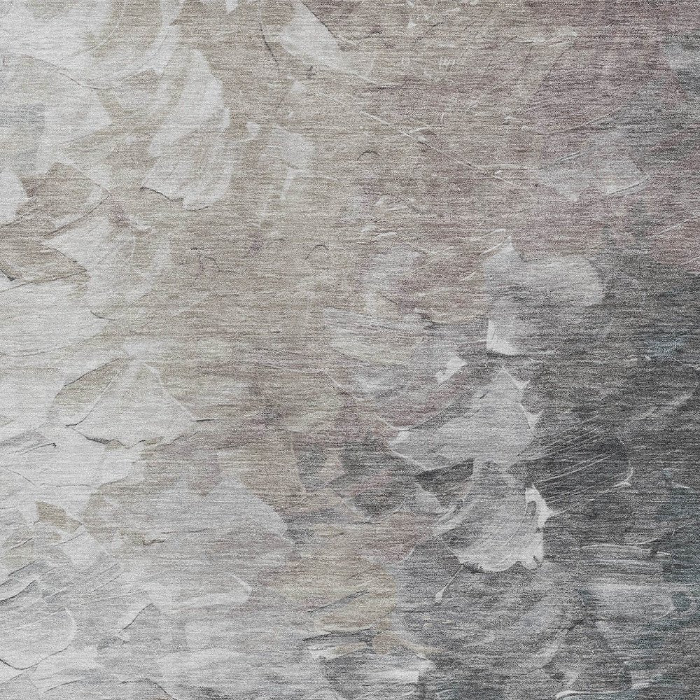 3' X 5' Taupe Brown And Silver Abstract Washable Indoor Outdoor Area Rug