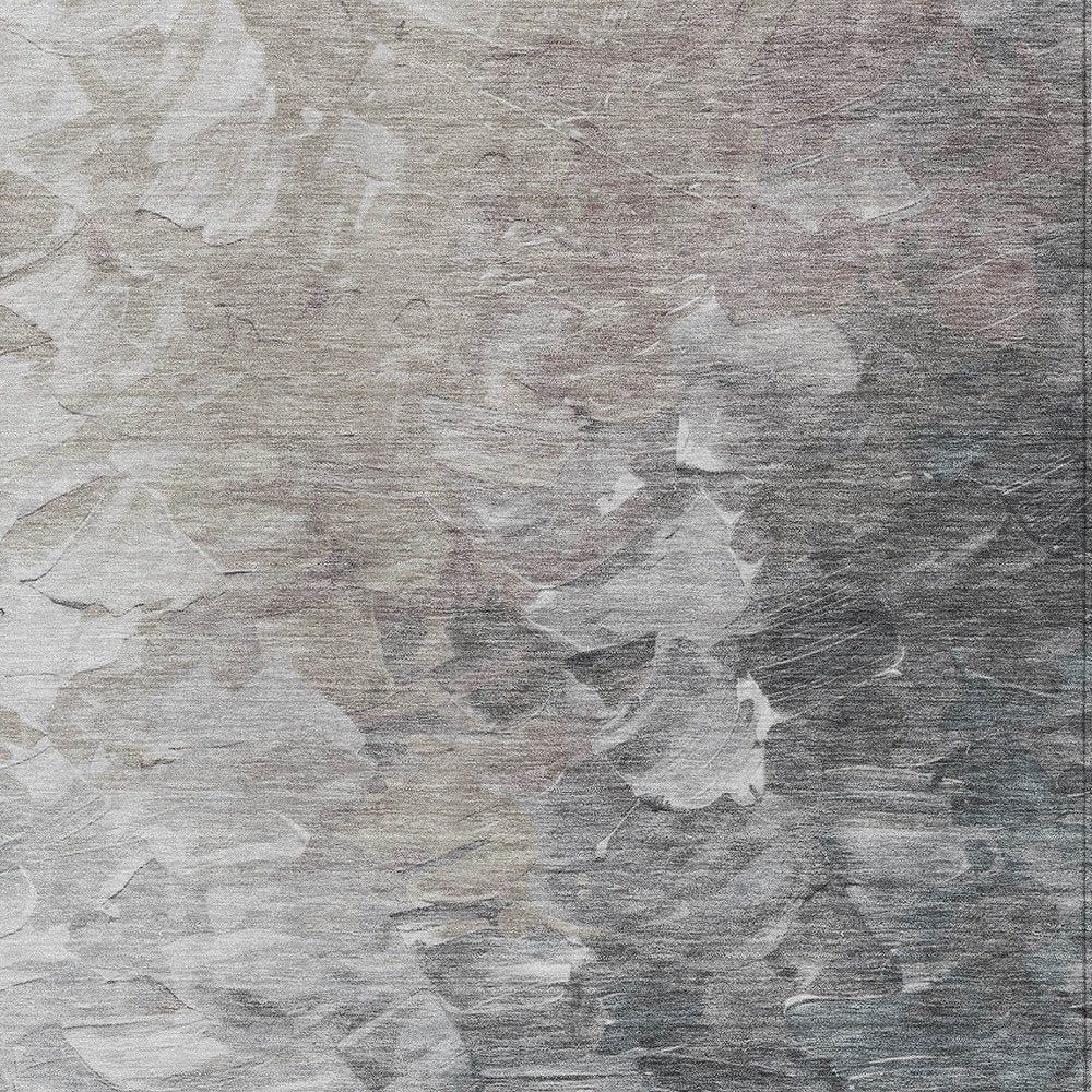 3' X 5' Taupe Brown And Silver Abstract Washable Indoor Outdoor Area Rug
