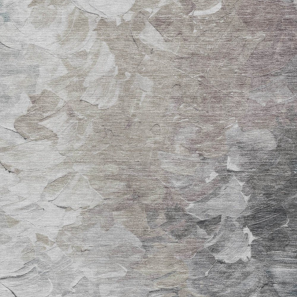 3' X 5' Taupe Brown And Silver Abstract Washable Indoor Outdoor Area Rug