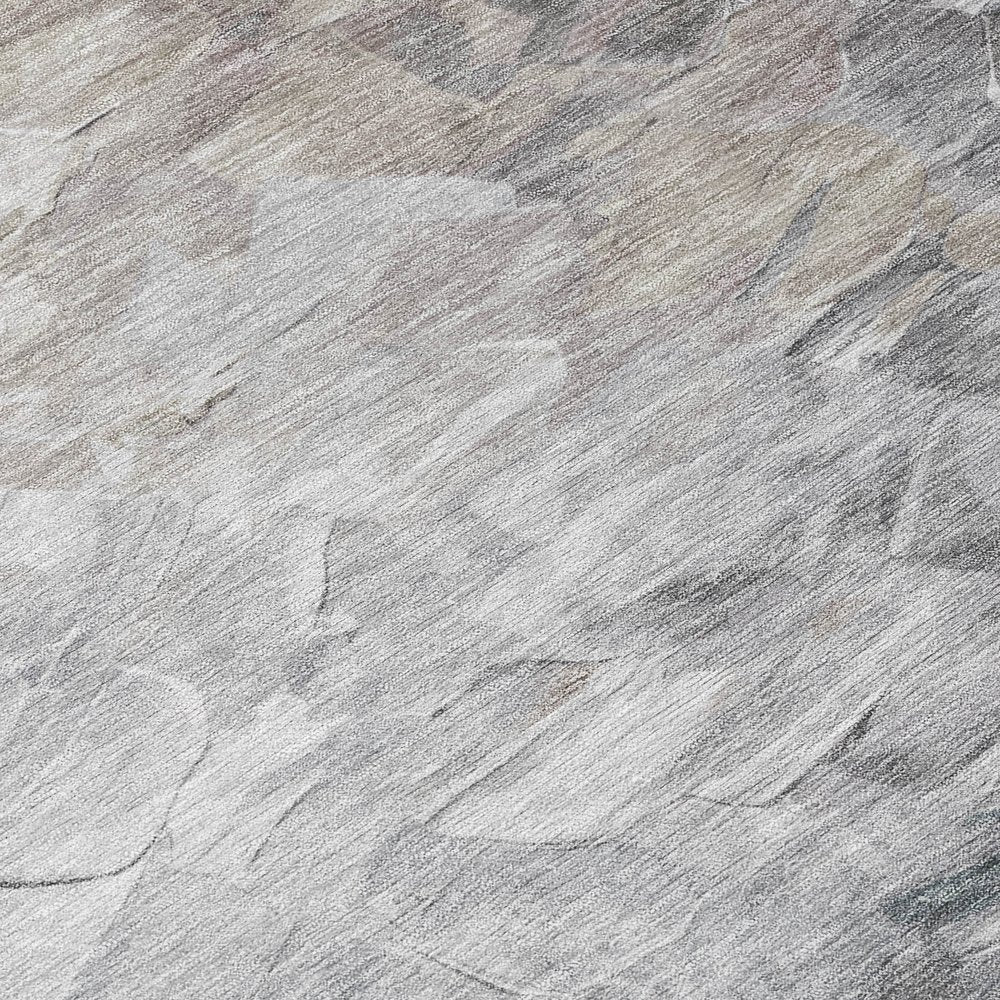 3' X 5' Taupe Brown And Silver Abstract Washable Indoor Outdoor Area Rug