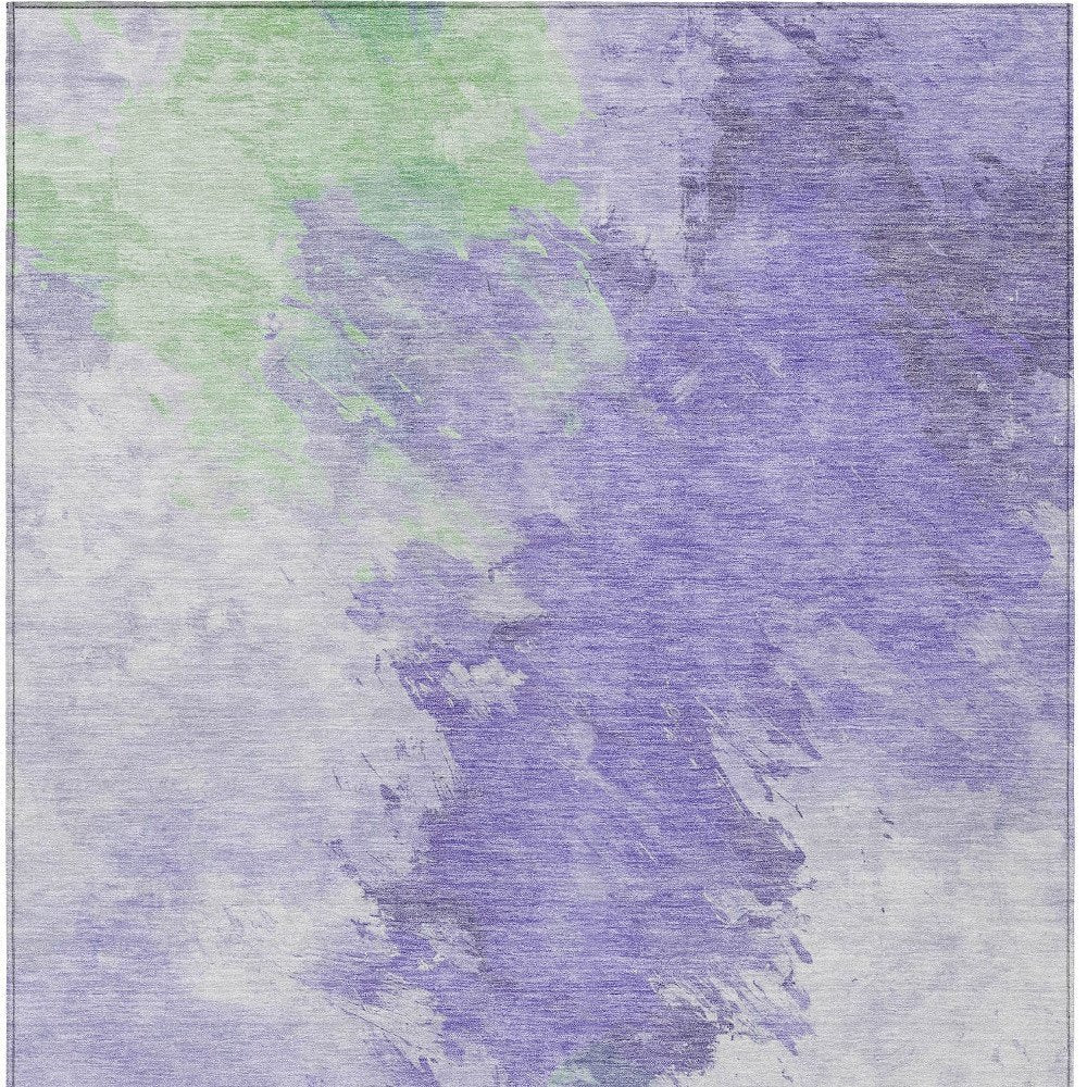 3' X 5' Lavender Mint Green And Ivory Abstract Washable Indoor Outdoor Area Rug