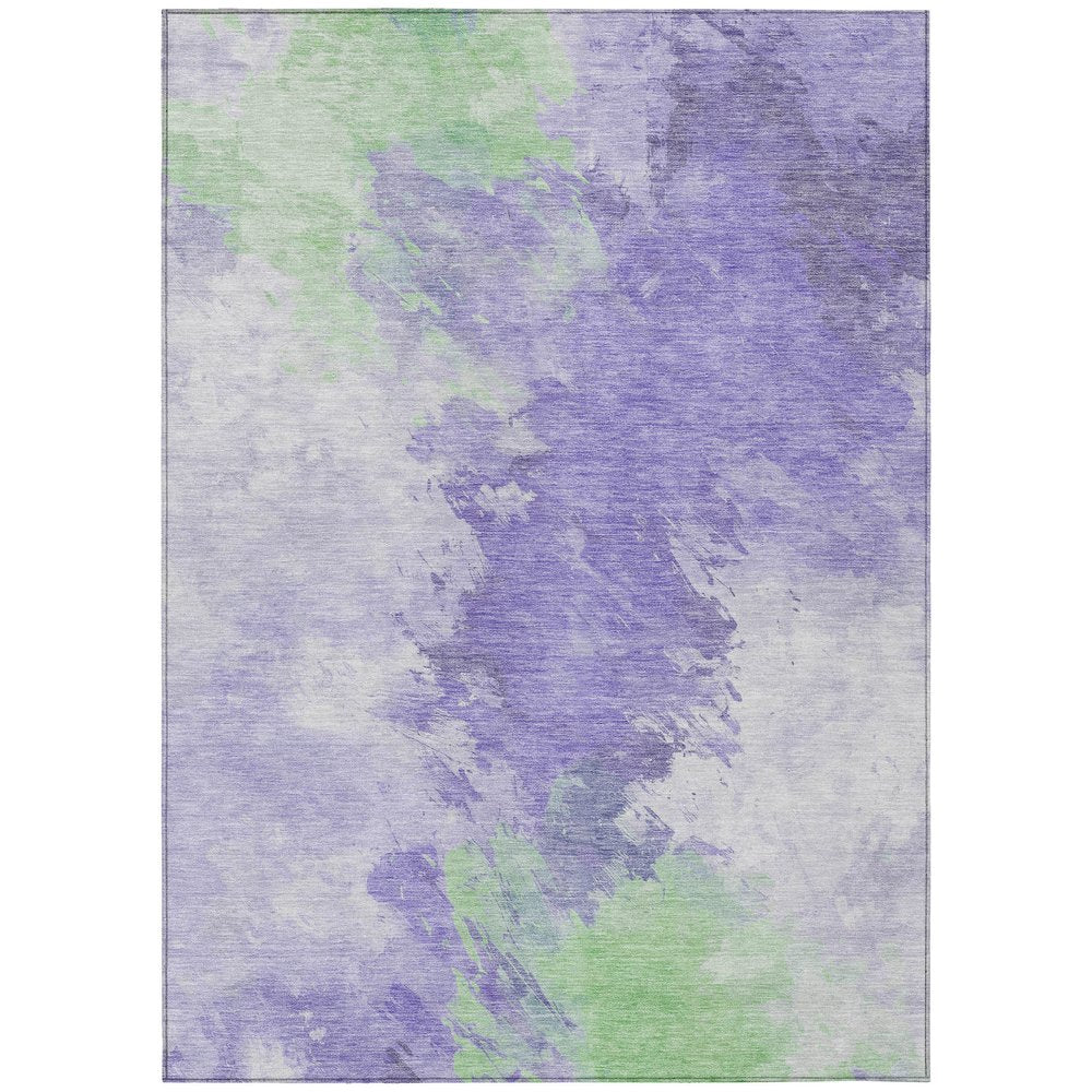 3' X 5' Lavender Mint Green And Ivory Abstract Washable Indoor Outdoor Area Rug