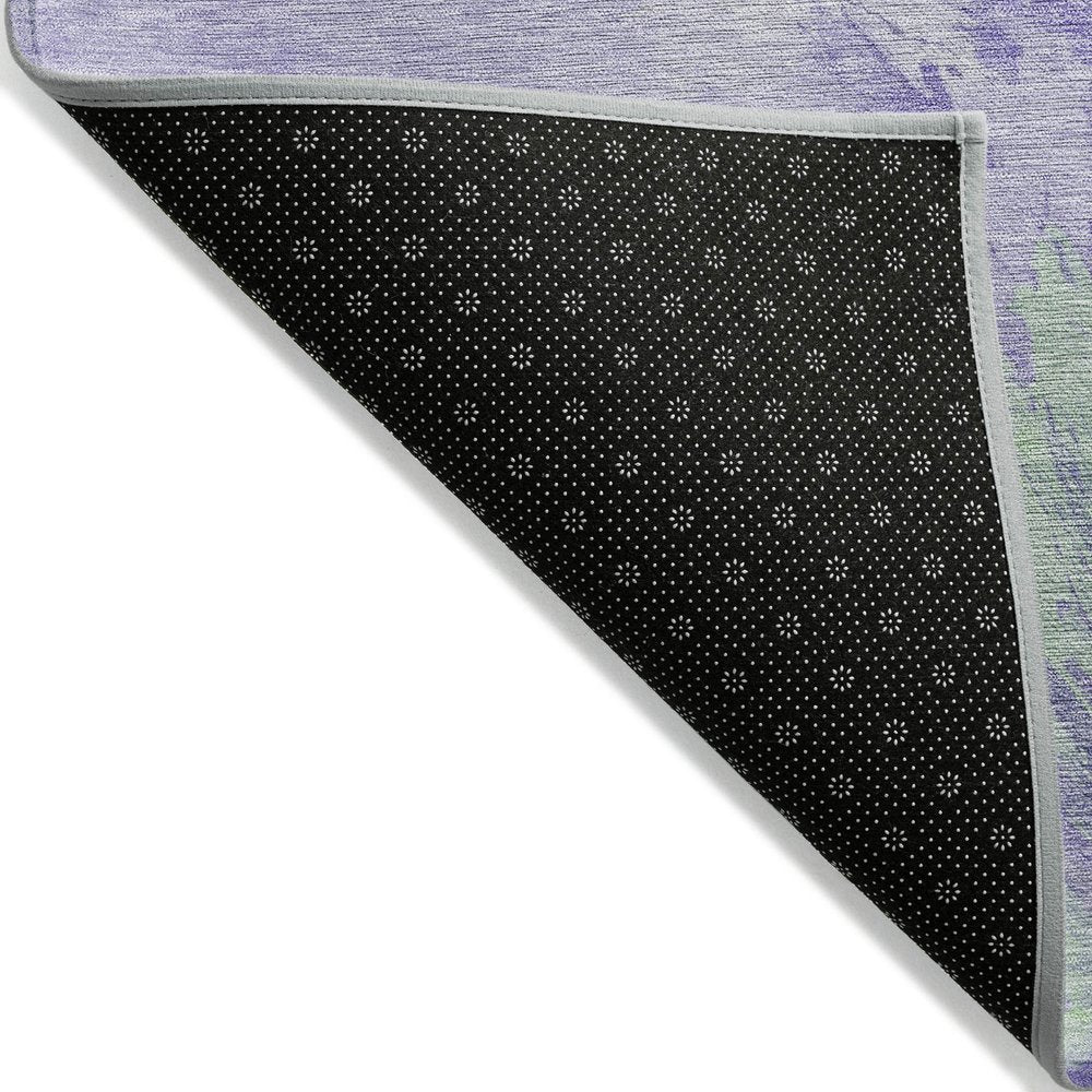 3' X 5' Lavender Mint Green And Ivory Abstract Washable Indoor Outdoor Area Rug