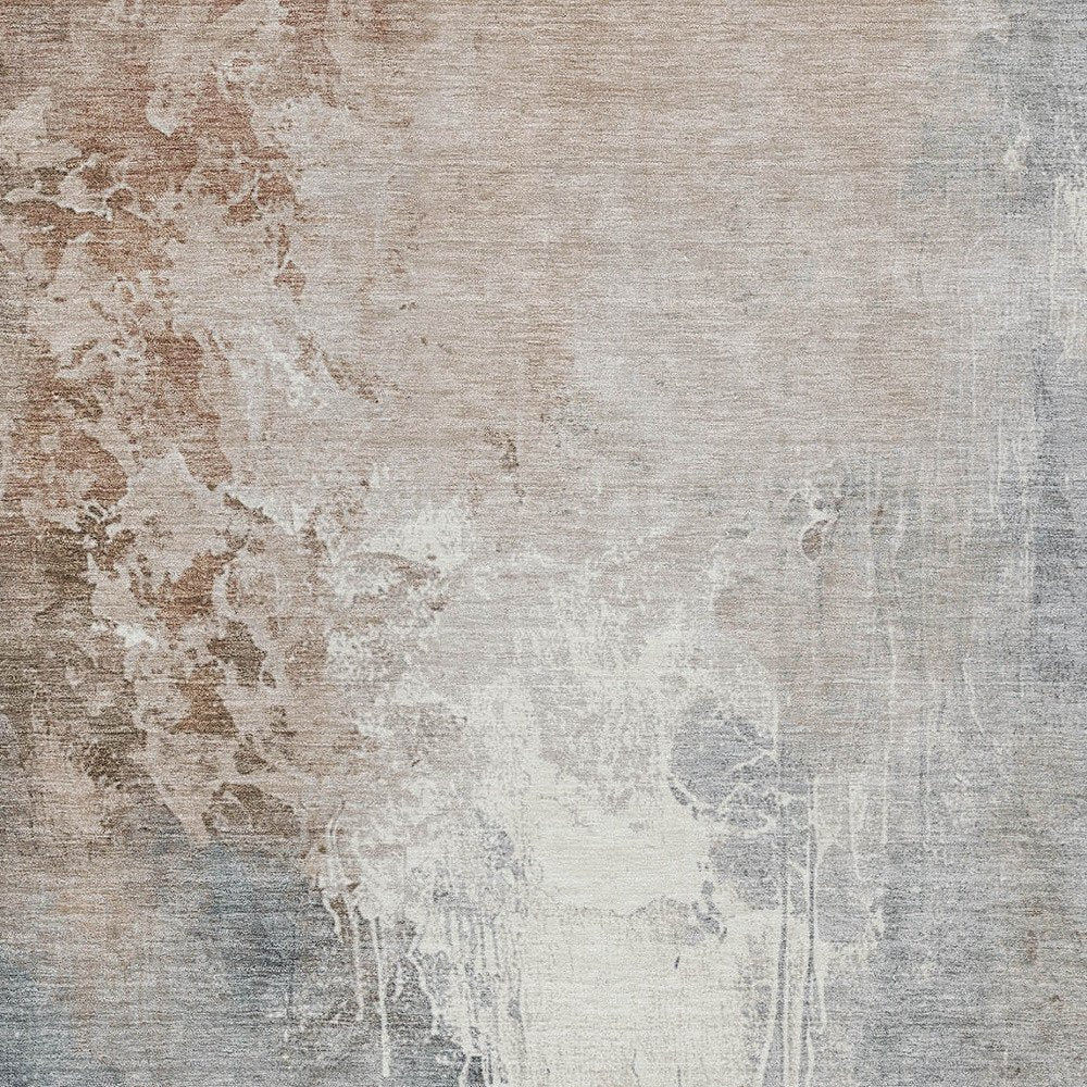 3' X 5' Rust And Gray Abstract Washable Indoor Outdoor Area Rug