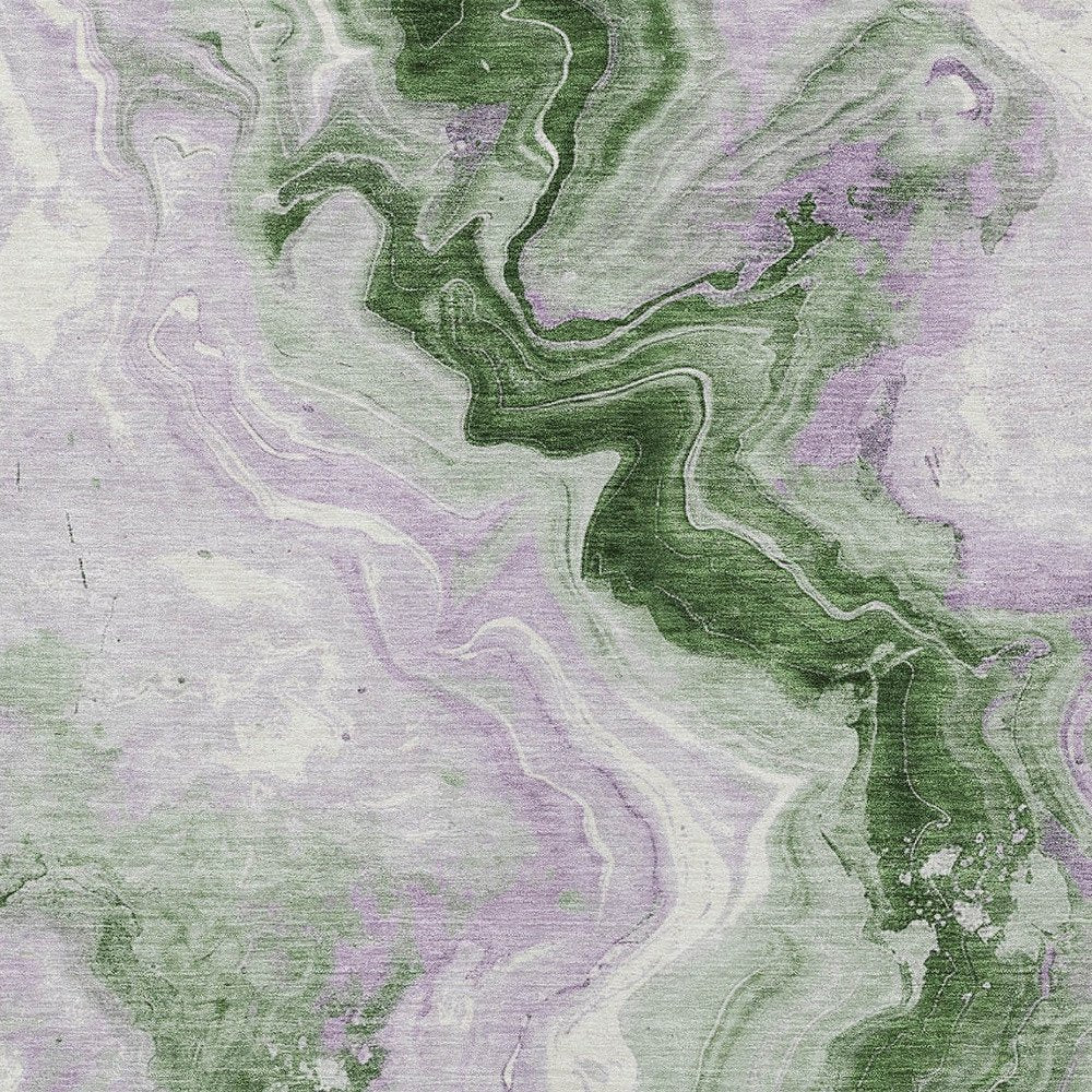 3' X 5' Olive Green And Lavender Abstract Washable Indoor Outdoor Area Rug