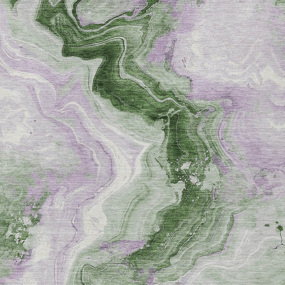3' X 5' Olive Green And Lavender Abstract Washable Indoor Outdoor Area Rug