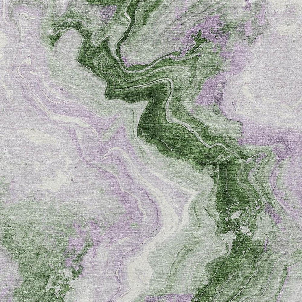 3' X 5' Olive Green And Lavender Abstract Washable Indoor Outdoor Area Rug