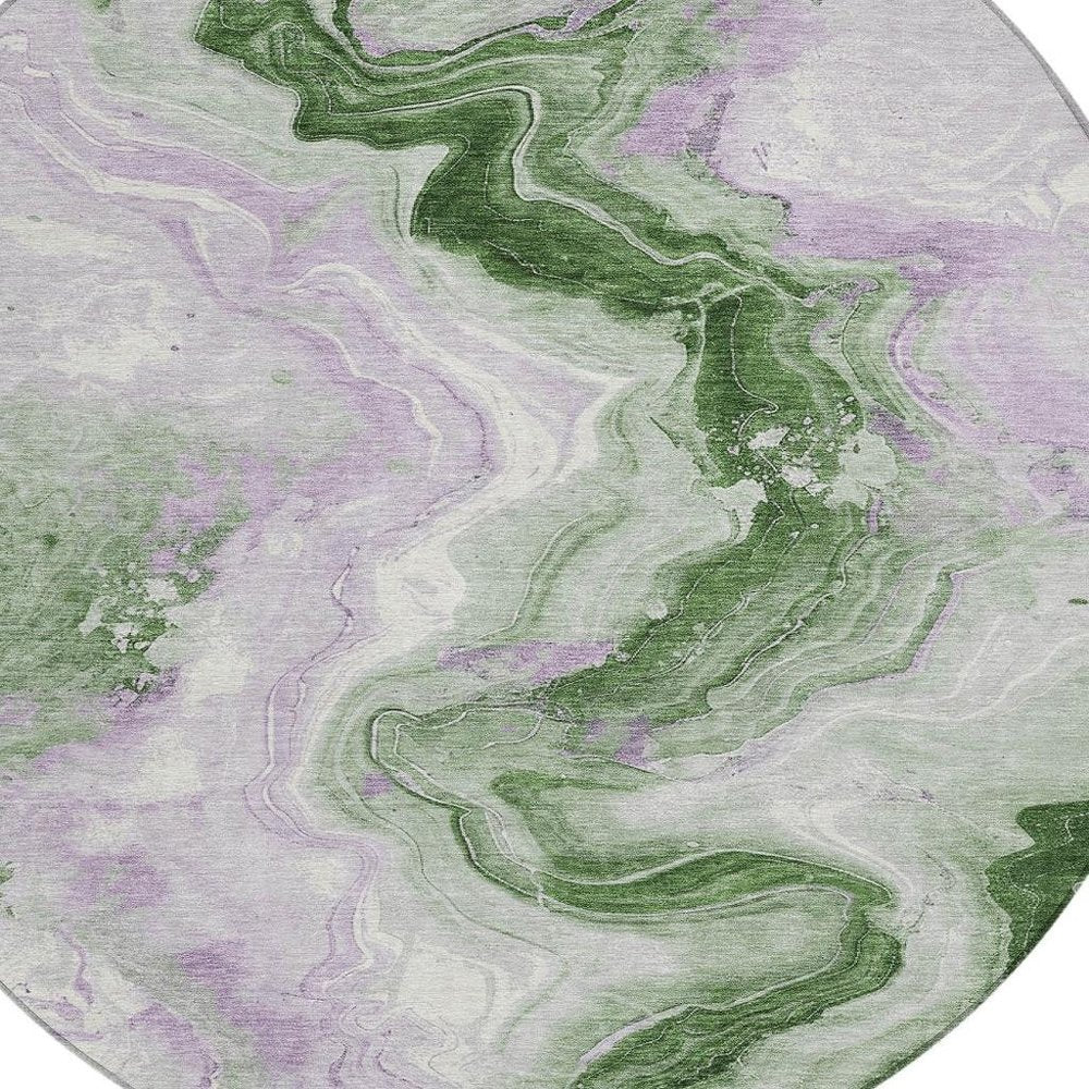 3' X 5' Olive Green And Lavender Abstract Washable Indoor Outdoor Area Rug