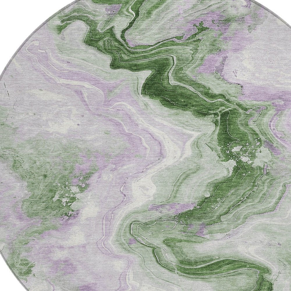 3' X 5' Olive Green And Lavender Abstract Washable Indoor Outdoor Area Rug