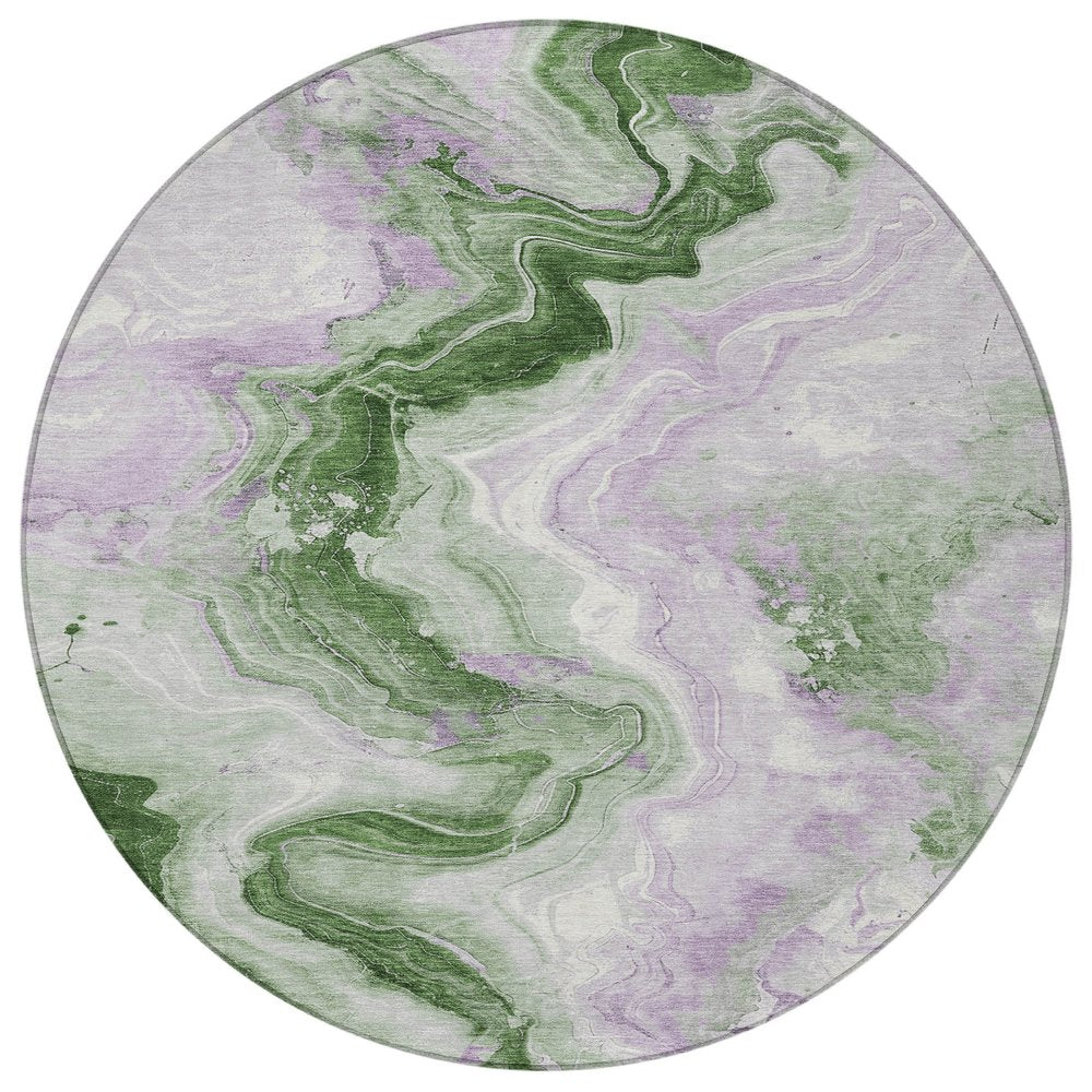 3' X 5' Olive Green And Lavender Abstract Washable Indoor Outdoor Area Rug