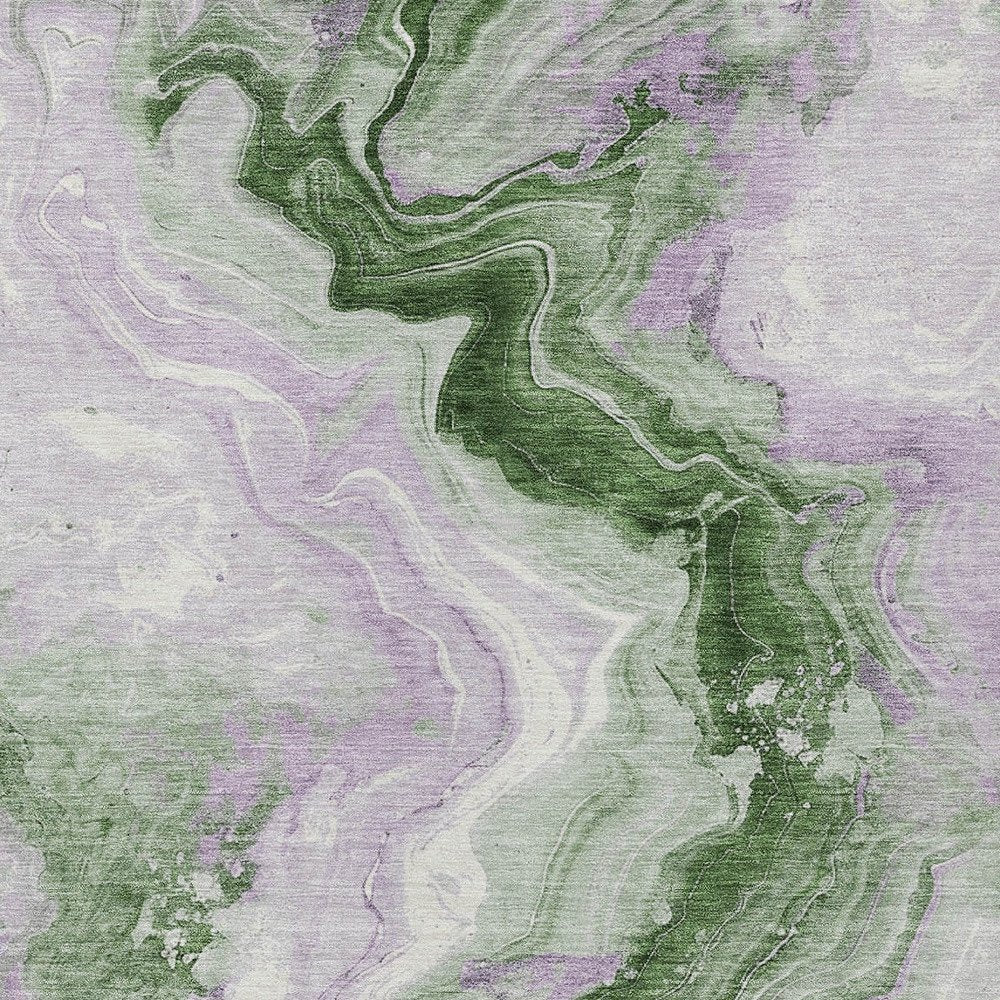 3' X 5' Olive Green And Lavender Abstract Washable Indoor Outdoor Area Rug