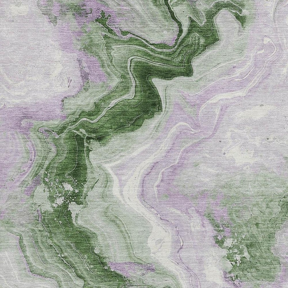 3' X 5' Olive Green And Lavender Abstract Washable Indoor Outdoor Area Rug