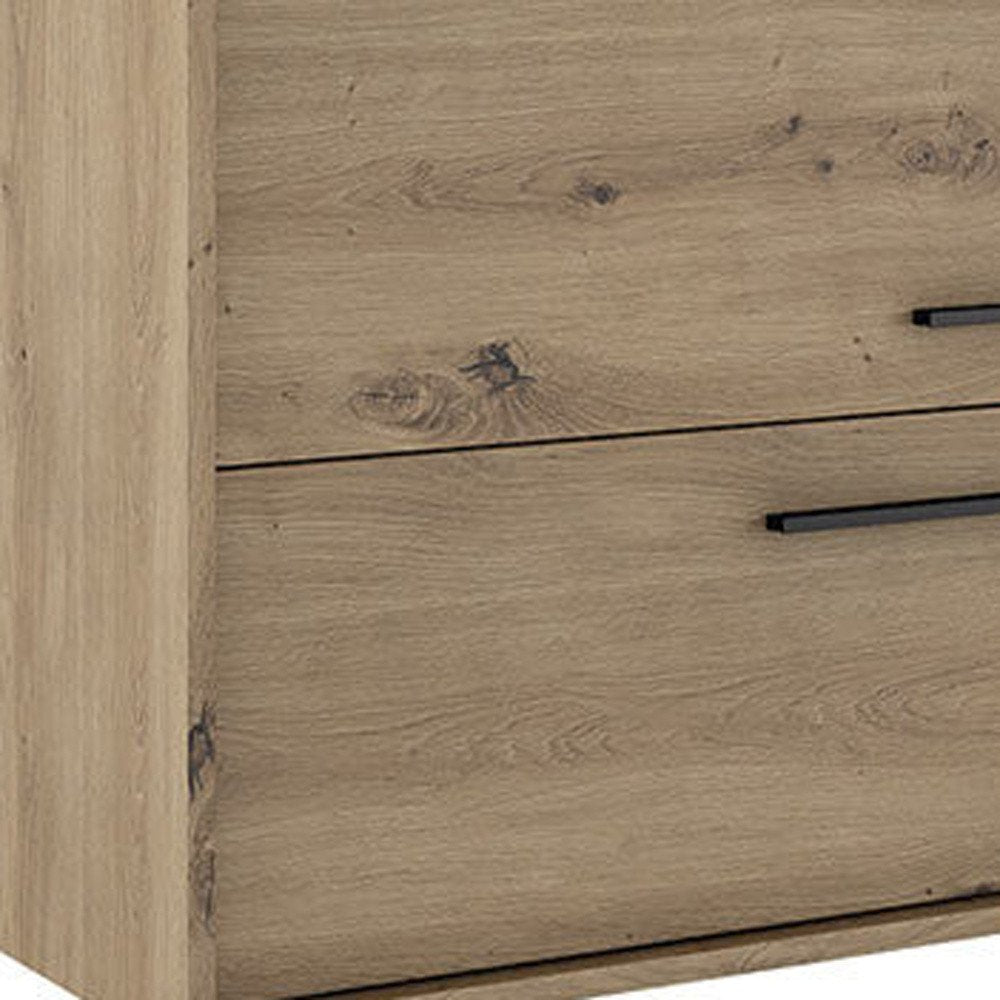24" Natural Wood Floating Bathroom Vanity With White Sink And Two Drawers