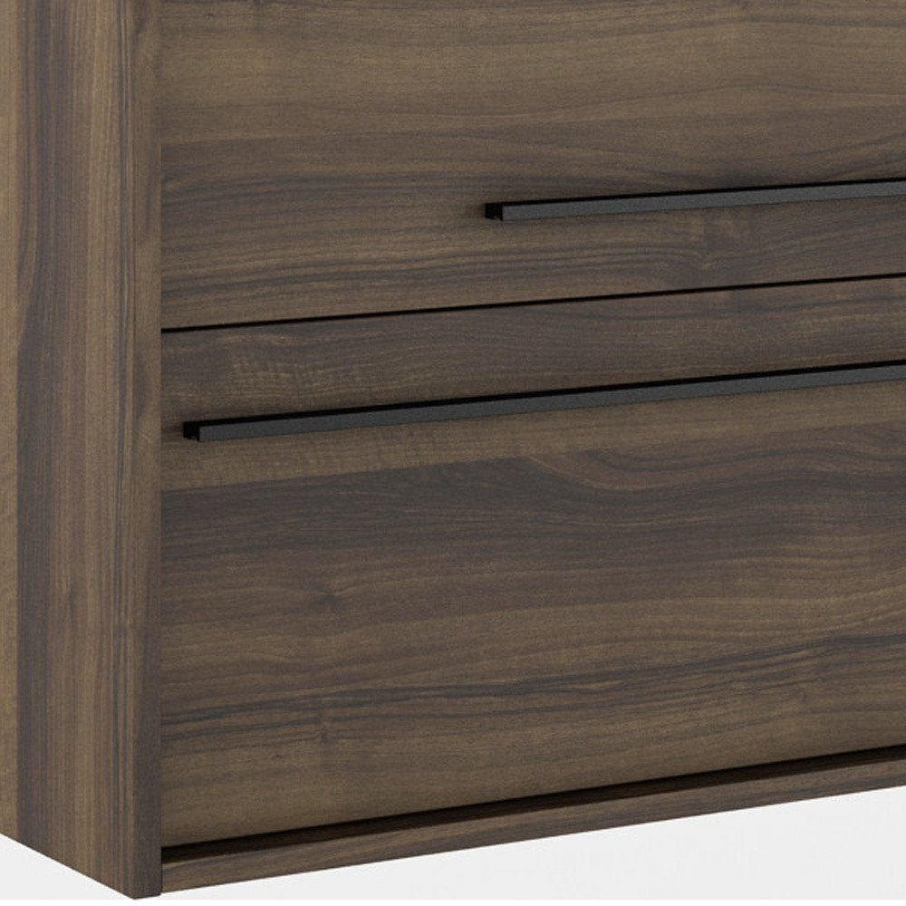 24" Dark Brown Wood Floating Bathroom Vanity With White Sink And Two Drawers