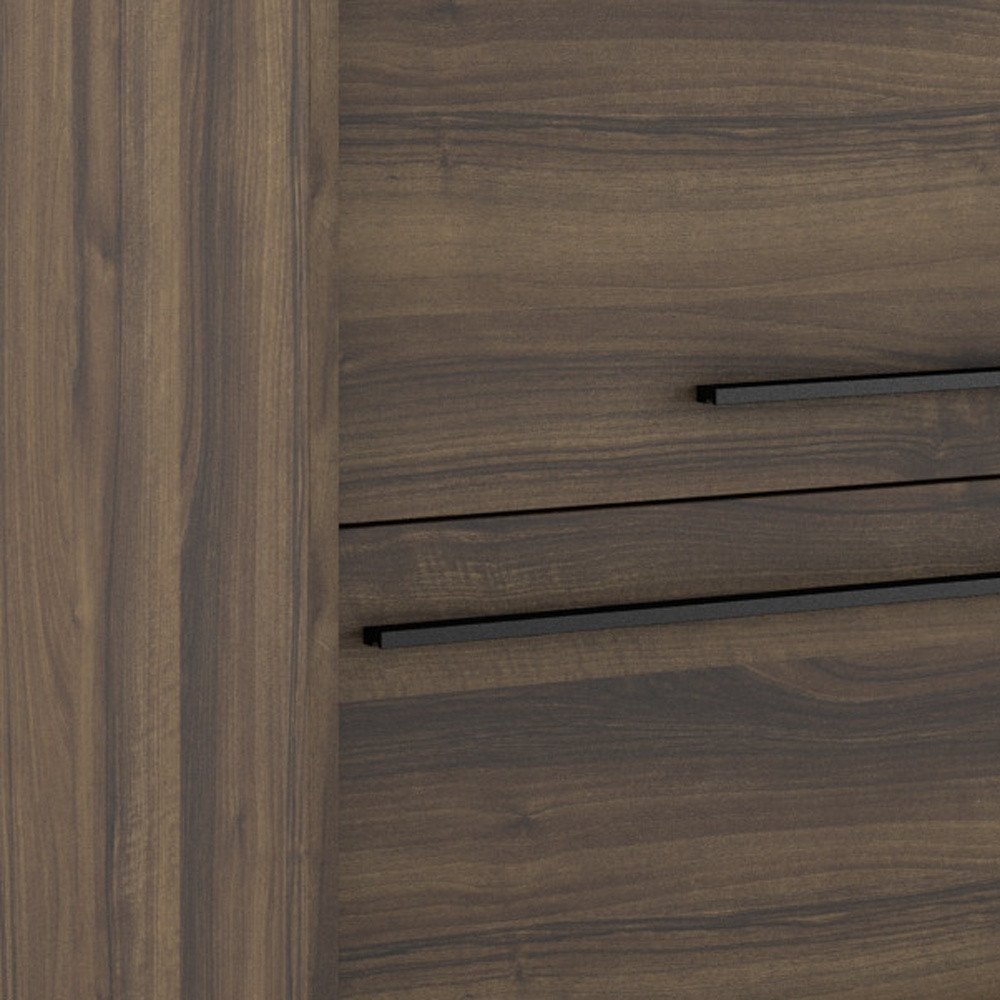 24" Dark Brown Wood Floating Bathroom Vanity With White Sink And Two Drawers