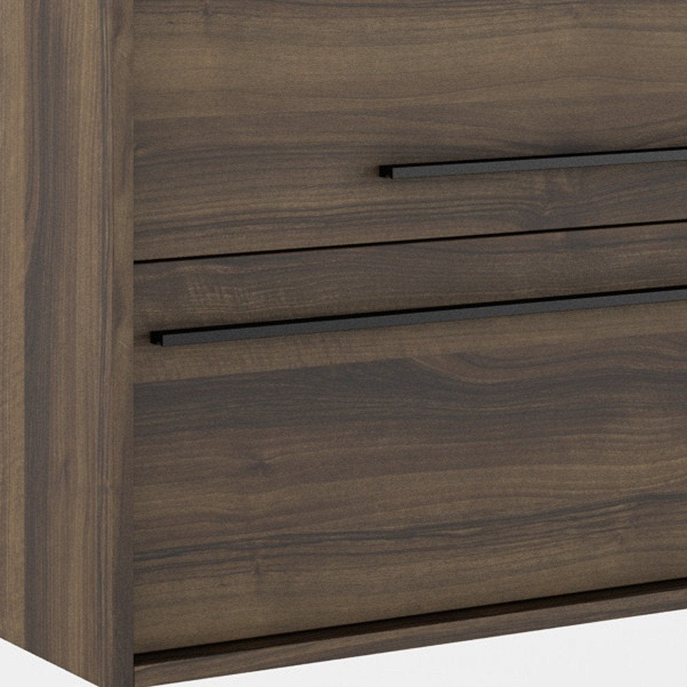 24" Dark Brown Wood Floating Bathroom Vanity With White Sink And Two Drawers