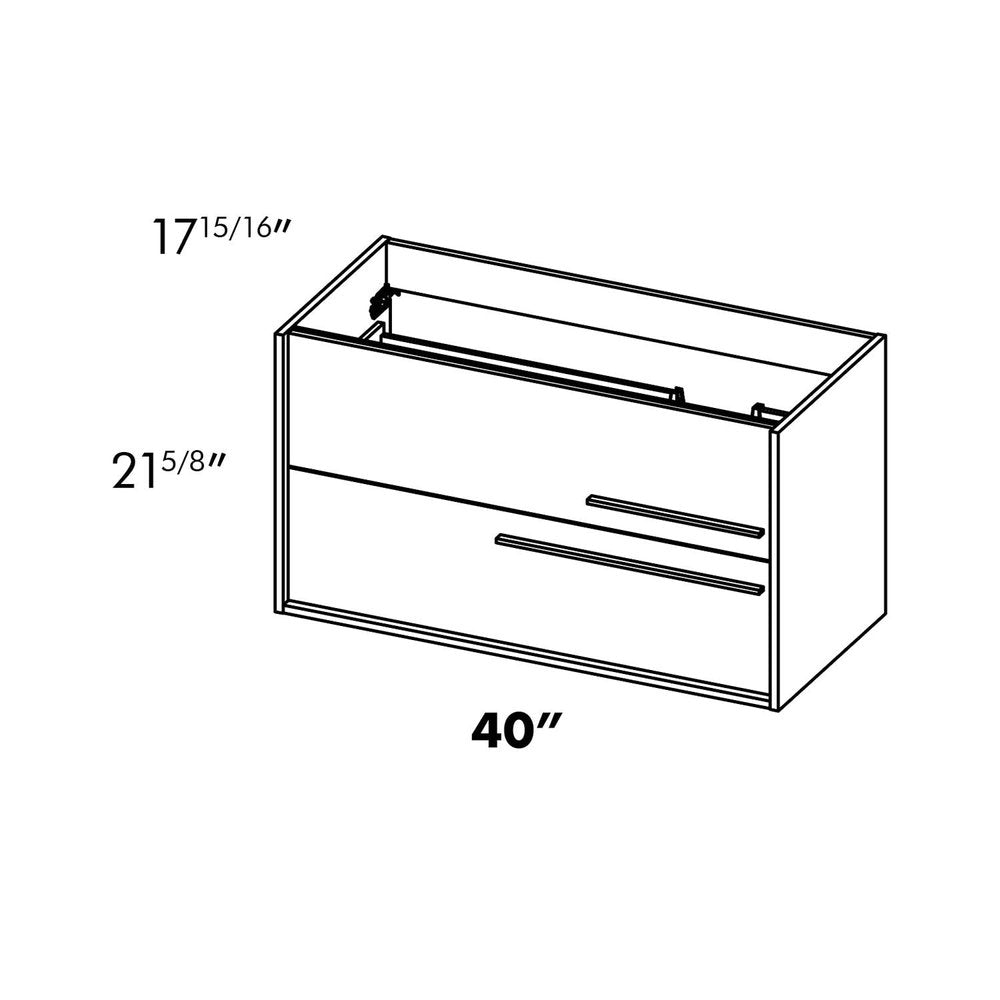 40" Natural Wood Floating Bathroom Vanity With White Sink And Two Drawers