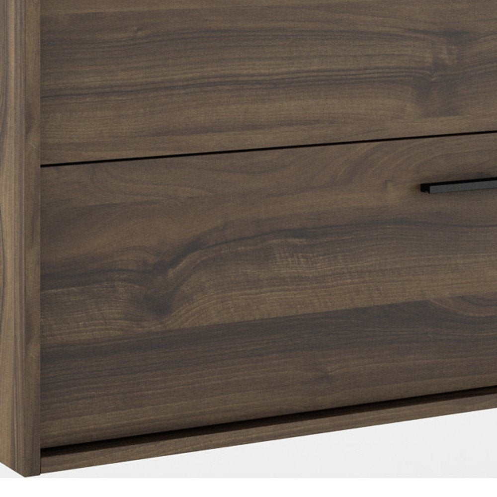 40" Dark Brown Wood Floating Bathroom Vanity With White Sink And Two Drawers