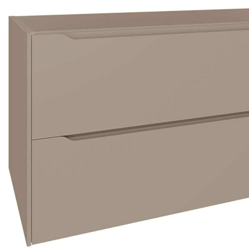 40" Taupe Wood Floating Bathroom Vanity With White Sink And Two Drawers
