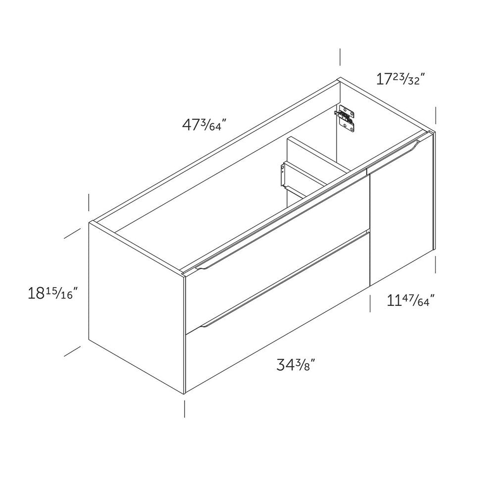 48" Blue Wood Floating Bathroom Vanity With White Sink And Two Drawers