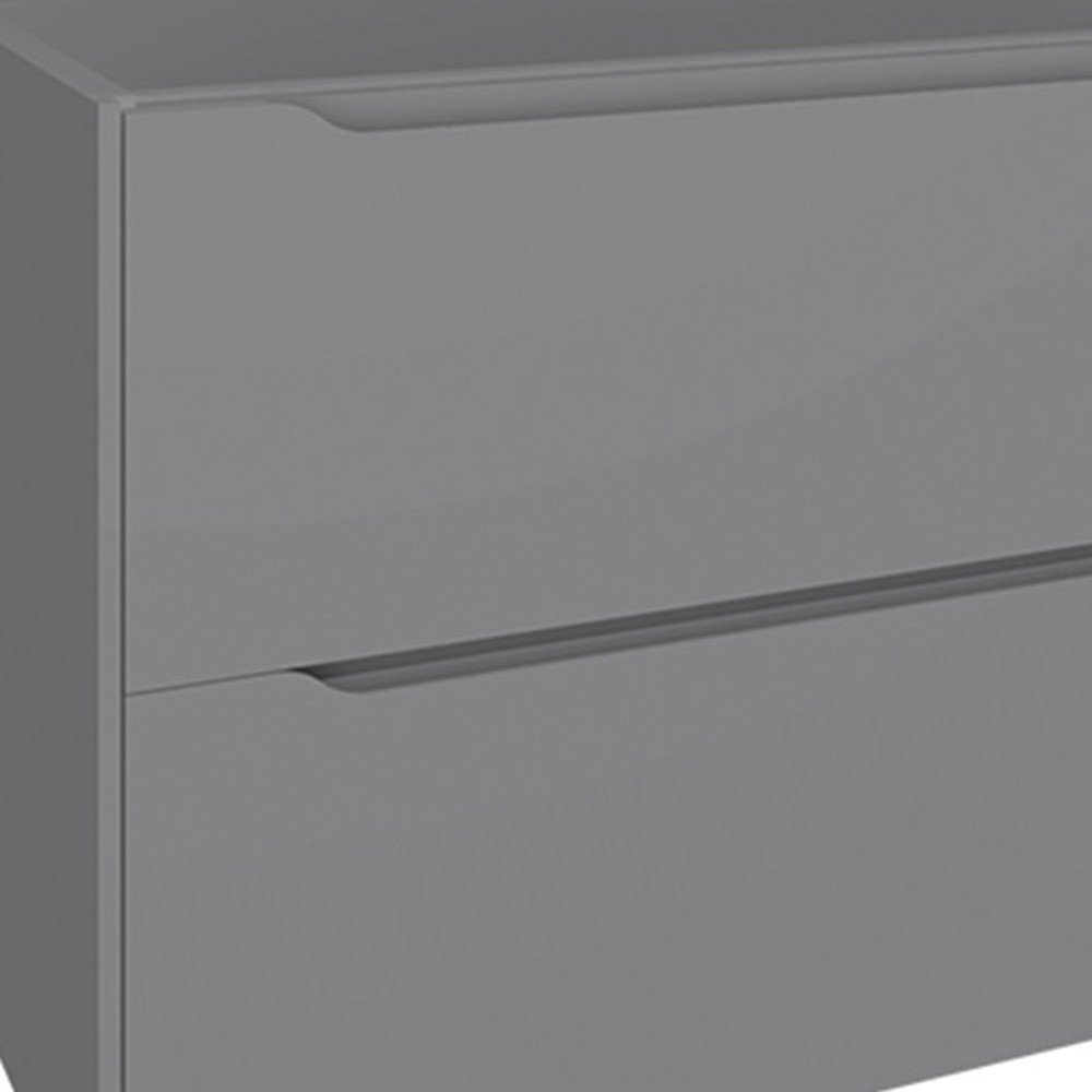 48" Gray Wood Floating Bathroom Vanity With White Sink And Two Drawers