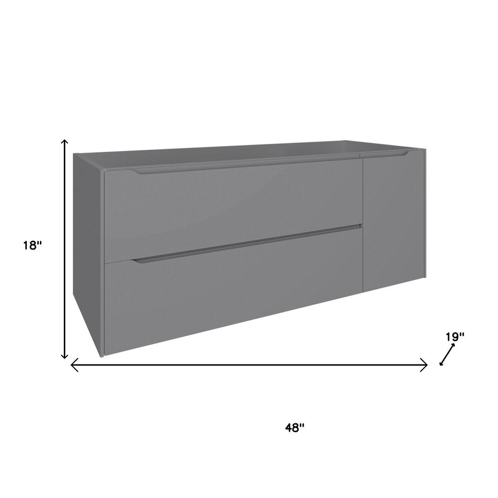 48" Gray Wood Floating Bathroom Vanity With White Sink And Two Drawers