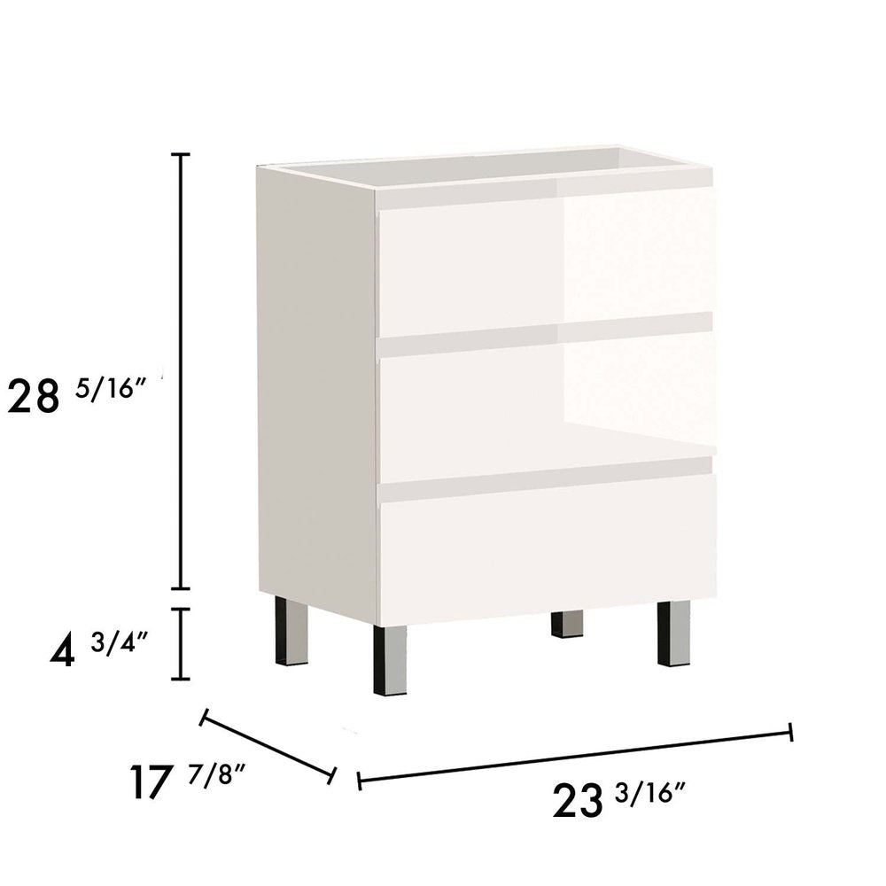 24" White Wood Freestanding Bathroom Vanity With White Sink And Three Drawers
