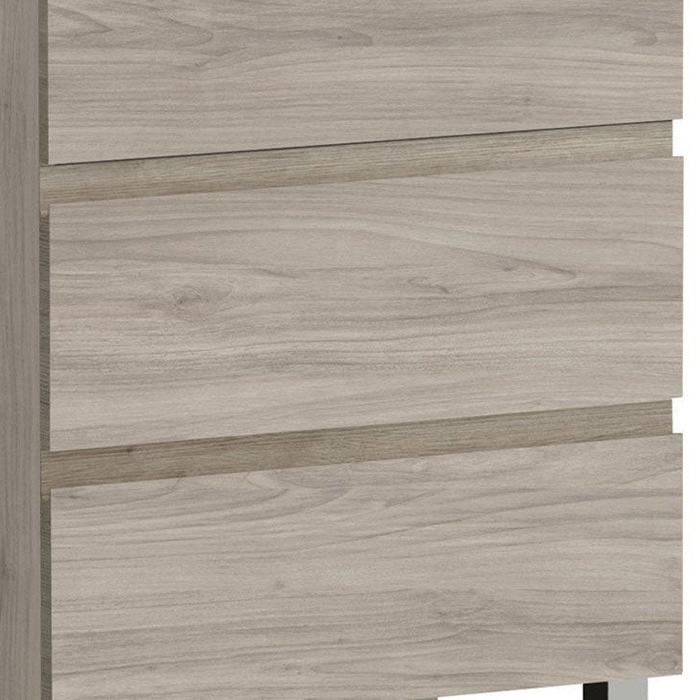 24" Natural Wood Freestanding Bathroom Vanity With White Sink And Three Drawers
