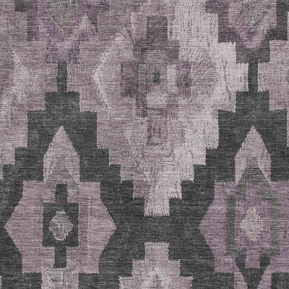 3' X 5' Lavender And Charcoal Aztec Washable Indoor Outdoor Area Rug