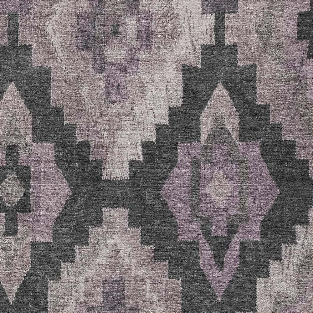 3' X 5' Lavender And Charcoal Aztec Washable Indoor Outdoor Area Rug