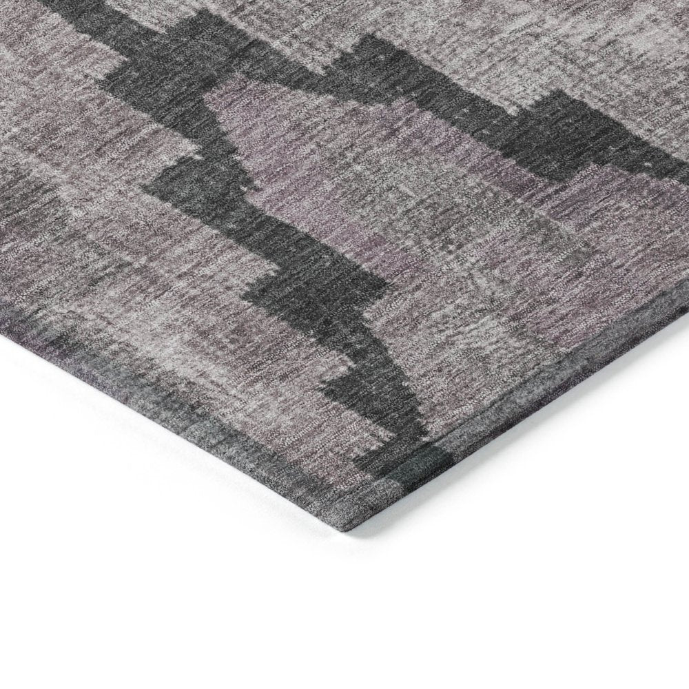 3' X 5' Lavender And Charcoal Aztec Washable Indoor Outdoor Area Rug