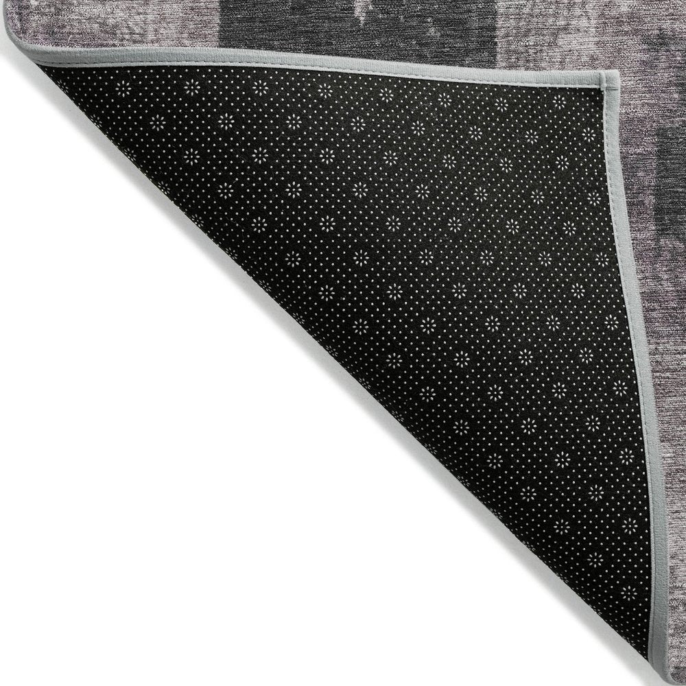 3' X 5' Lavender And Charcoal Aztec Washable Indoor Outdoor Area Rug