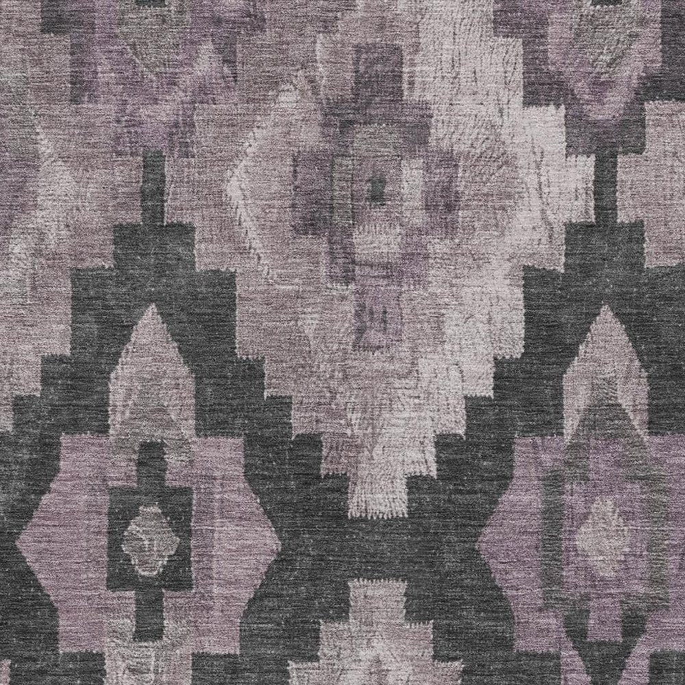 3' X 5' Lavender And Charcoal Aztec Washable Indoor Outdoor Area Rug