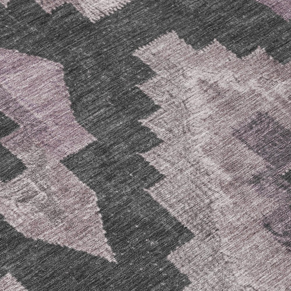 3' X 5' Lavender And Charcoal Aztec Washable Indoor Outdoor Area Rug