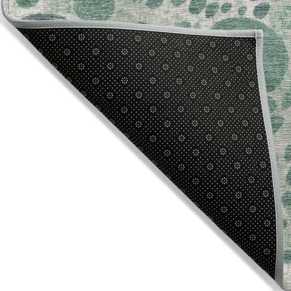 3' X 5' Green Pink And Mauve Geometric Washable Indoor Outdoor Area Rug