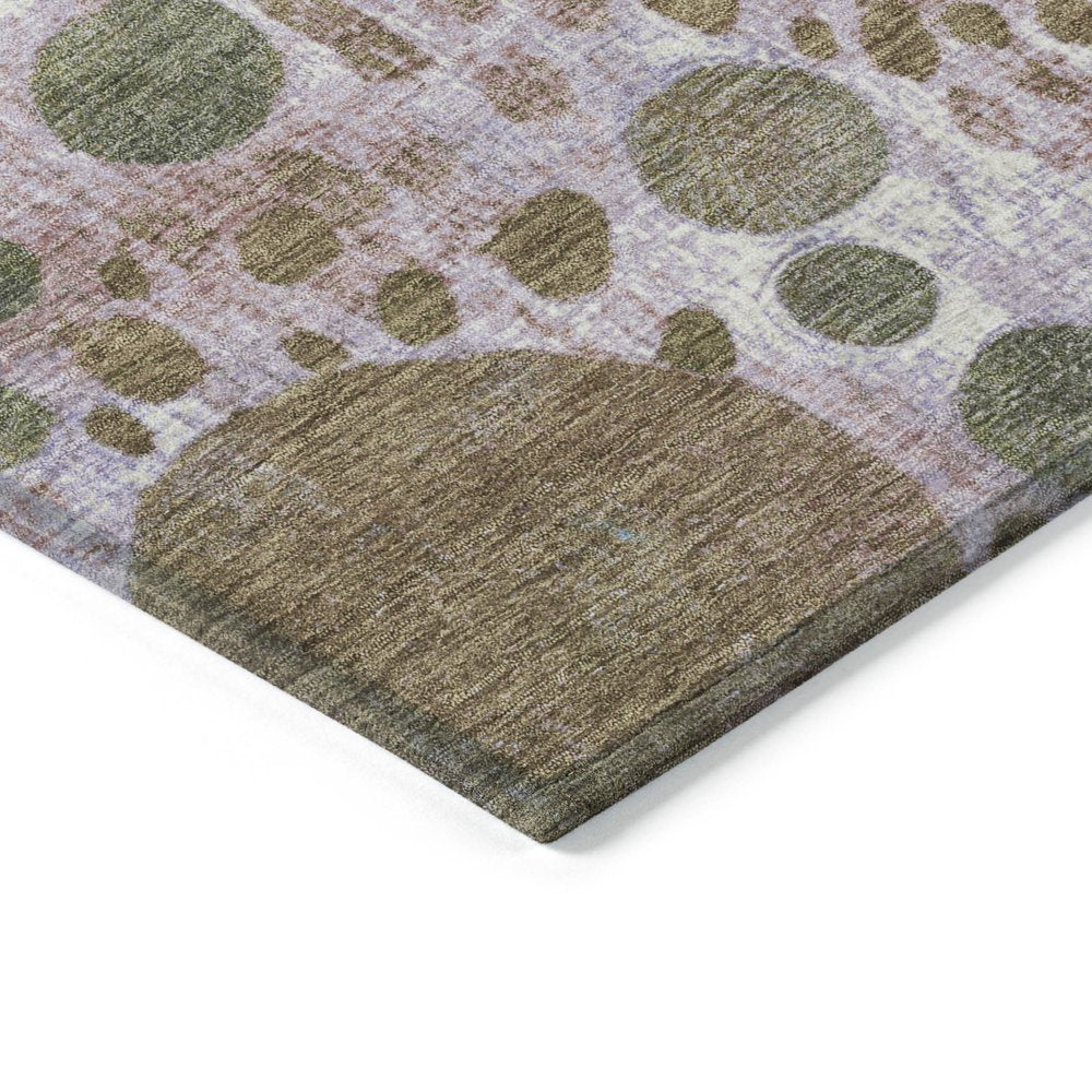 3' X 5' Khaki Blue And Purple Geometric Washable Indoor Outdoor Area Rug