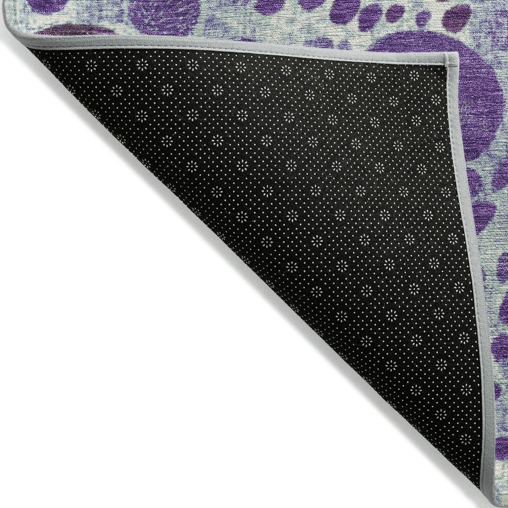 3' X 5' Purple Green And Ivory Geometric Washable Indoor Outdoor Area Rug